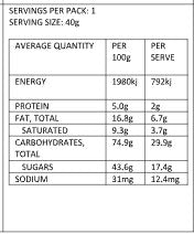 Tammy Hazelnut Bar 40gram