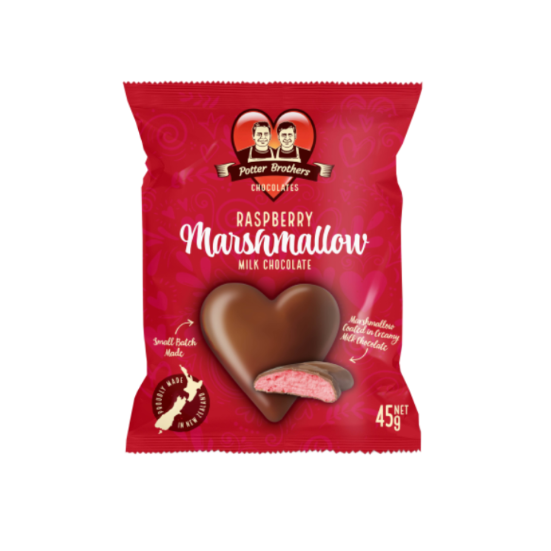 Gushmello Raspberry Chocolate Coated Raspberry Marshmallow Heart 45g – Scene Food