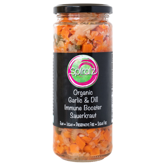 Raw Organic Garlic & Dill Immune Boosting Sauerkraut 430gram Jar